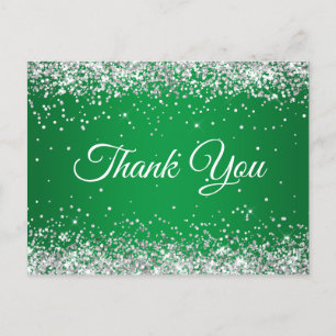 Nep Glitterend Zilver Glitter Helder Groen Dank Je Briefkaart