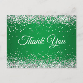 Nep glitterig zilver glinsterend heldergroen dank  briefkaart