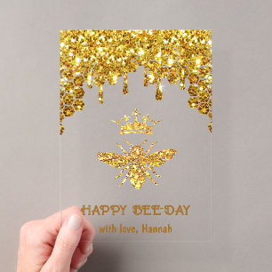 nep glitters Koningin Bij Verjaardagskaart Acryl Uitnodigingen