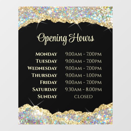 Nep glitters Openingstijden Ruitstickers Raamsticker (Vel)