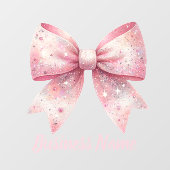 nep glitters roze strik logo raamsticker (Vel)