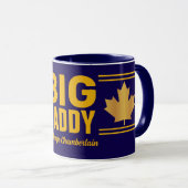 Nep Gold Maple Leaf Big Daddy op Navyblauw Mok (Voorkant rechts)