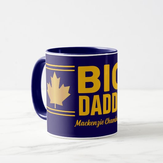 Nep Gold Maple Leaf Big Daddy op Navyblauw Mok (Voorkant links)