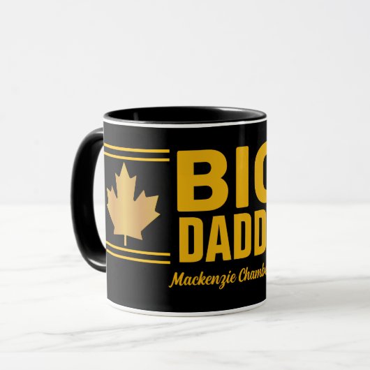 Nep Gold Maple Leaf Big Daddy op ZWART Mok (Voorkant links)