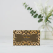 Nep goud barok damast chocolade visitekaartje (Staand voorkant)