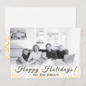 Nep Goud Confetti Prettig Feestdagen Foto Feestdagenkaart (Voorkant / Achterkant)