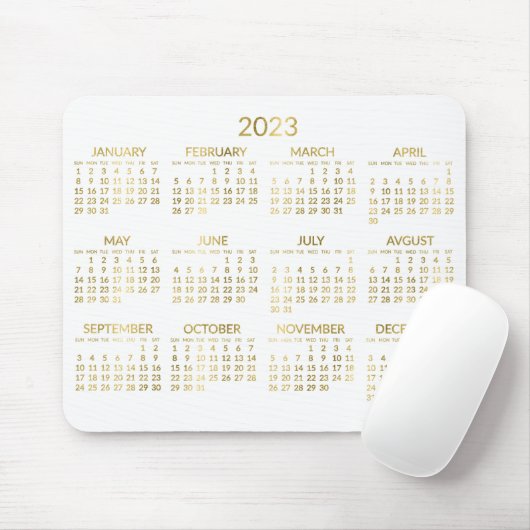 Nep Goud en Witte Jaarkalender 2023 Muismat (Met muis)