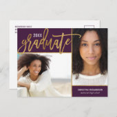 Nep Goud Folie 2 Foto Afstudeer Uitnodiging Positi (Voorkant / Achterkant)