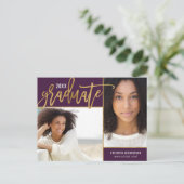 Nep Goud Folie 2 Foto Afstudeer Uitnodiging Positi (Staand voorkant)