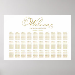 Nep goud folie 30 Tafels Bruiloftstoelindeling Gra Poster
