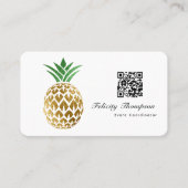 Nep goud folie ananas QR-code Visitekaartje (Voorkant)