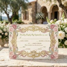 Nep goud folie barok rococo bloemmotief RSVP kaartje