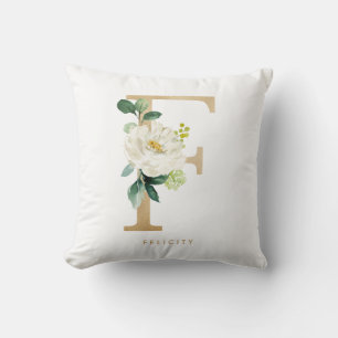 Nep goud folie bloem letter F monogram Kussen