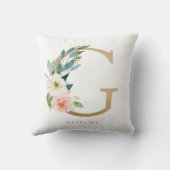 Nep goud folie bloem letter G monogram Kussen (Achterkant)