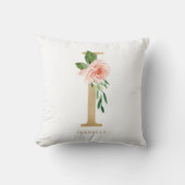Nep goud folie bloem letter I monogram Kussen (Voorkant)