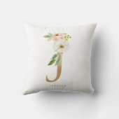 Nep goud folie bloem letter J monogram Kussen (Achterkant)