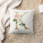 Nep goud folie bloem letter K monogram Kussen (Deken)