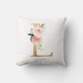 Nep goud folie bloem letter L monogram Kussen (Voorkant)