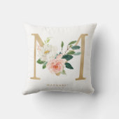 Nep goud folie bloem letter M monogram kinderkamer Kussen (Achterkant)