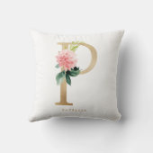 Nep goud folie bloem letter P monogram kinderkamer Kussen (Achterkant)