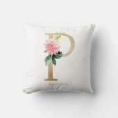 Nep goud folie bloem letter P monogram kinderkamer Kussen (Voorkant)