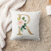 Nep goud folie bloem letter R monogram kinderkamer Kussen (Deken)