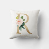 Nep goud folie bloem letter R monogram kinderkamer Kussen (Achterkant)