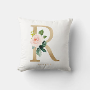 Nep goud folie bloem letter R monogram kinderkamer Kussen