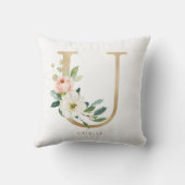 Nep goud folie bloem letter U monogram Kussen (Achterkant)