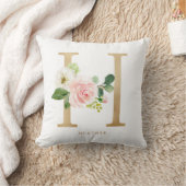 Nep goud folie bloemletter H monogram Kussen (Deken)