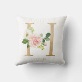 Nep goud folie bloemletter H monogram Kussen (Achterkant)