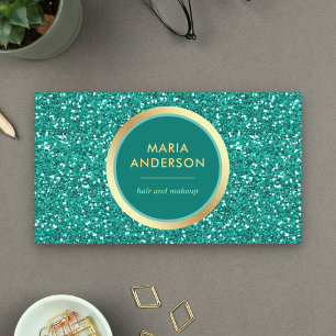 Nep Goud Folie Cirkel Turquoise Glitter Make-up Ar Visitekaartje