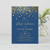 Nep goud folie confetti Navy Baby Shower Kaart (Staand voorkant)