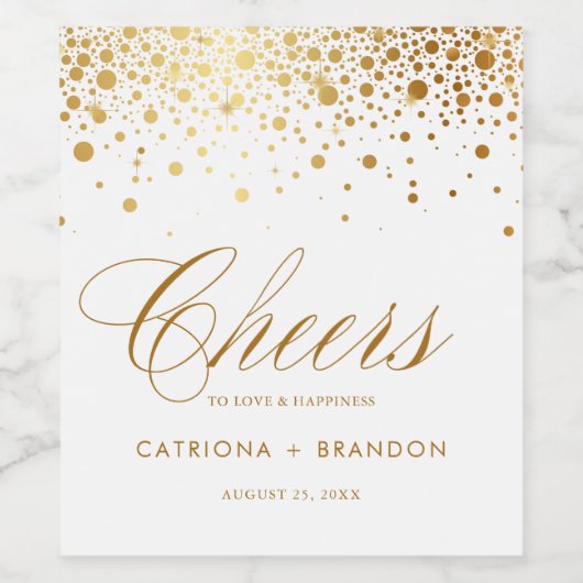 Nep goud folie confetti stippen proost bruiloft wijn etiket (Enkel label)