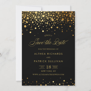 Nep goud folie confetti stippen   Zwart Save the D Date