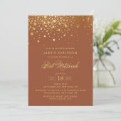 Nep goud folie confetti terracotta Bat Mitzvah Kaart (Staand voorkant)