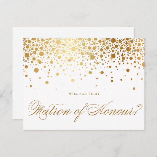 Nep goud folie confetti | Wees mijn getuige Uitnodiging Briefkaart (Voorkant / Achterkant)