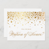 Nep goud folie confetti | Wees mijn getuige Uitnodiging Briefkaart (Voorkant / Achterkant)