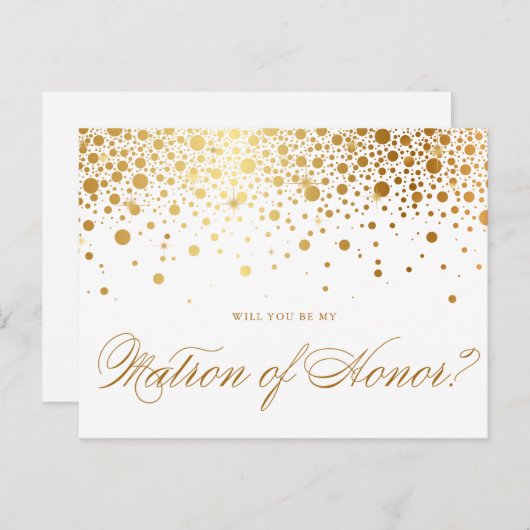 Nep goud folie confetti | Wees mijn getuige Uitnodiging Briefkaart (Voorkant / Achterkant)