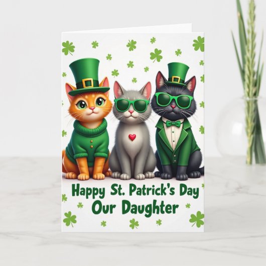 Nep goud folie katten St. Patrick kaart (Voorkant)