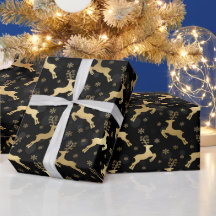 Nep goud folie Kerst rendier & Zwarte bokeh