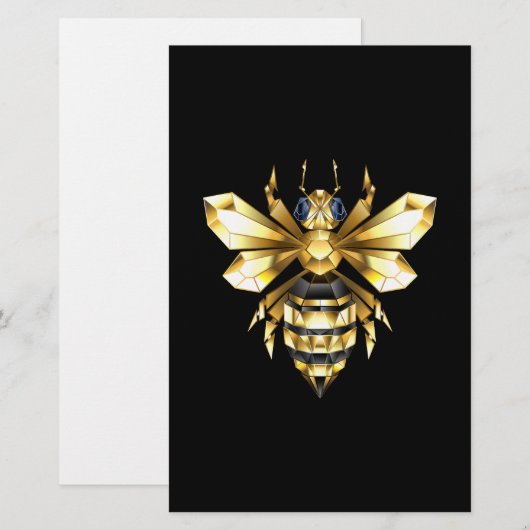 Nep goud folie logo bij polygonaal op zwart briefpapier (Voorkant / Achterkant)