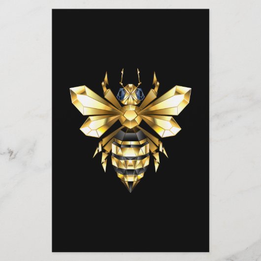 Nep goud folie logo bij polygonaal op zwart briefpapier (Voorkant)