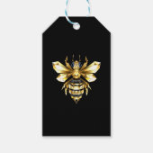 Nep goud folie logo bij polygonaal op zwart cadeaulabel (Voorkant)