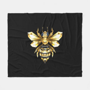 Nep goud folie logo Bij Polygonaal op Zwart Fleece Deken