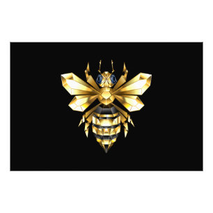 Nep goud folie logo bij polygonaal op zwart foto afdruk