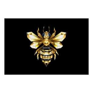 Nep goud folie logo bij polygonaal op zwart perfect poster