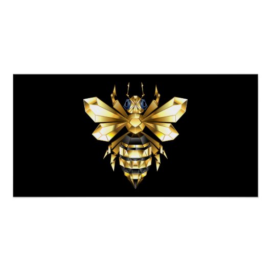 Nep goud folie logo bij polygonaal op zwart perfect poster (Voorkant)