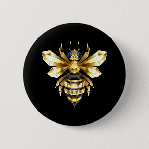 Nep goud folie logo Bij Polygonaal op Zwart Ronde Button 5,7 Cm