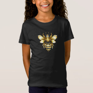 Nep goud folie logo bij polygonaal op zwart t-shirt